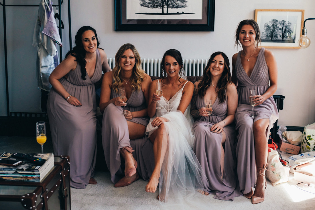 003 BEAUTFUL BRIDAL PARTY PORTRAIT DURING BRIDE PREP 64 CATHEDRAL ROAD CARDIFF WEDDING PHOTOGRAPHER